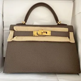 Hermès Kelly 20 Gris Etain Sellier Epsom Gold Hardware GHW