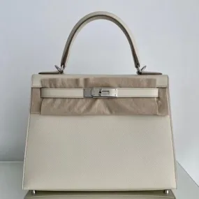 Hermès Kelly 28 Craie Sellier Epsom Palladium Hardware PHW