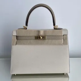 Hermès Kelly HSS 25 Craie/Trench Sellier Epsom Gold Hardware GHW