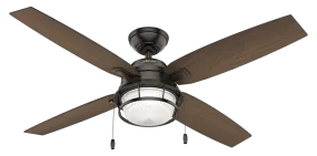 Hunter 52 inch Ocala Damp Rated Ceiling Fan with LED Light Kit and Pull Chain