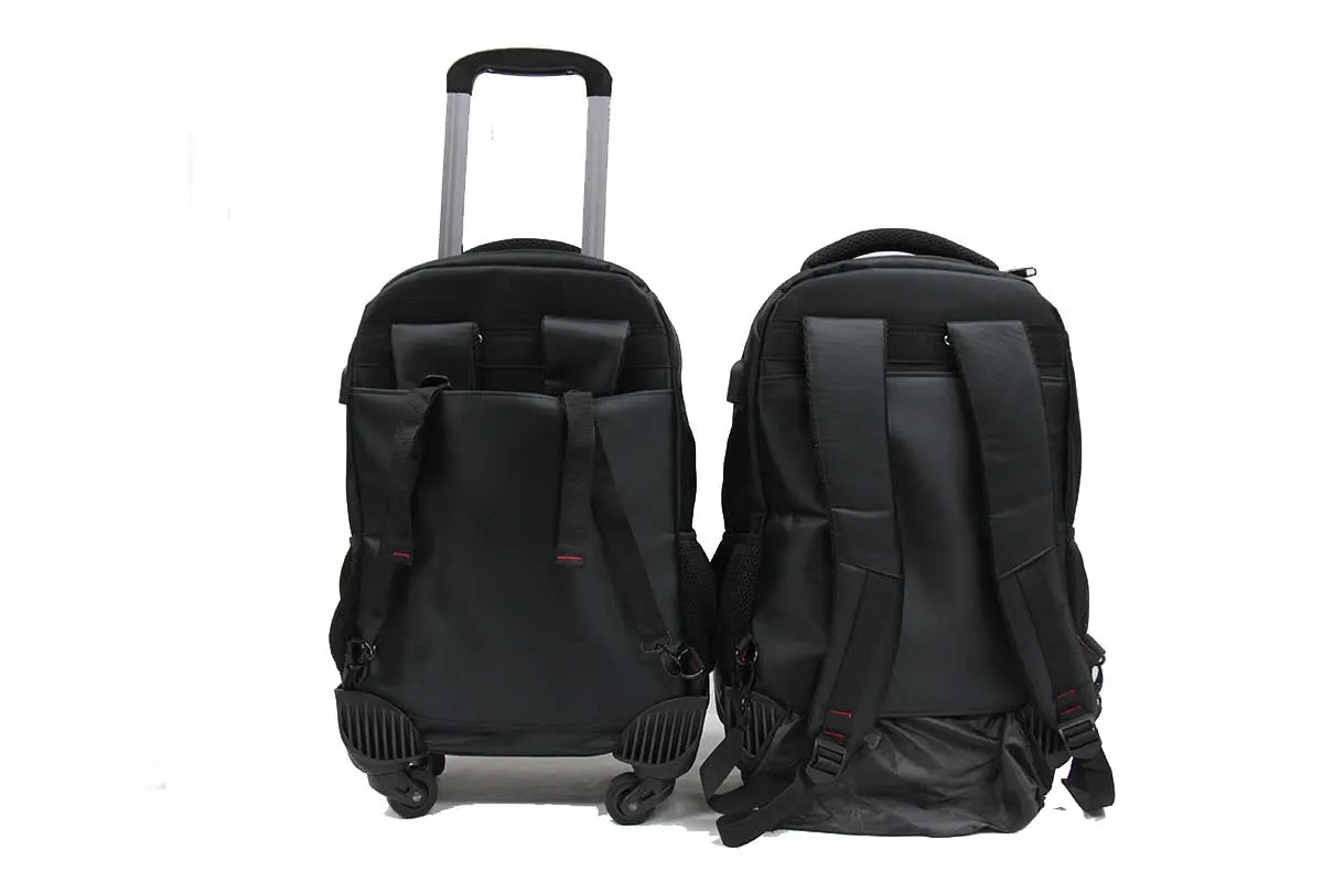 Itinerant 4-wheeler Trolley Backpack Laptop Bag with External USB Port