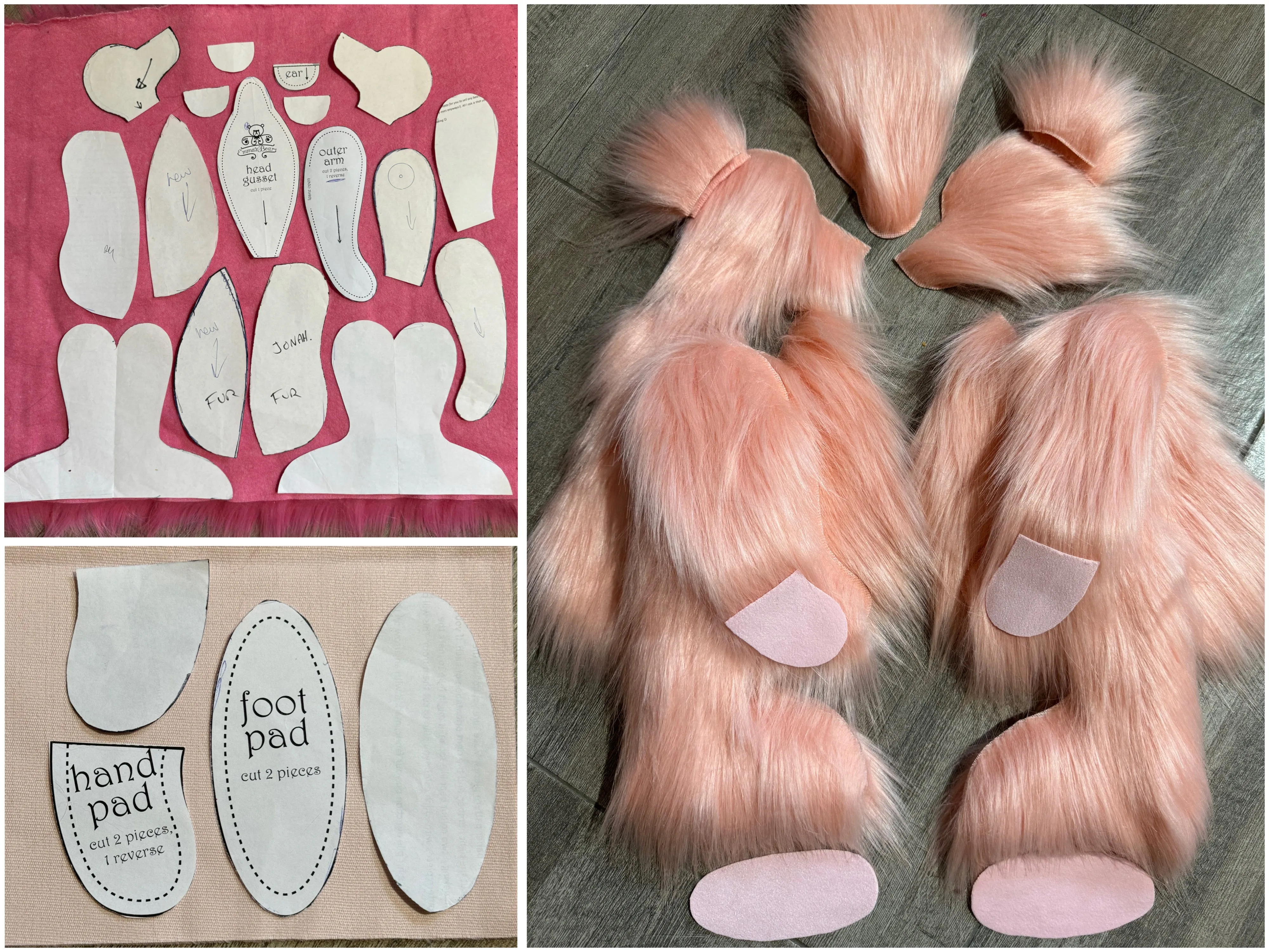 KITS - 13.5" Mimi PINK Faux Fur Bear