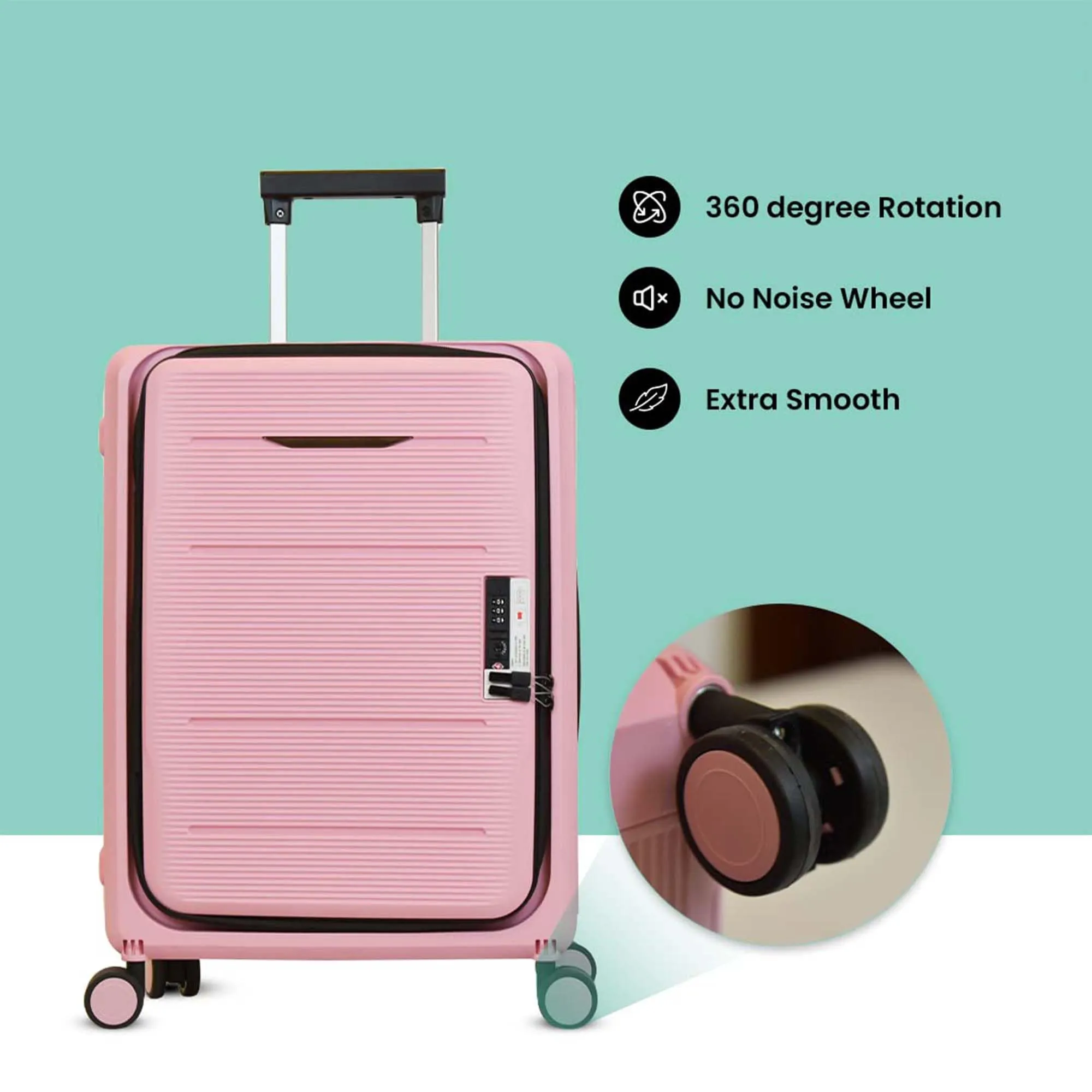 Kuber Industries 20inch Lightweight Collapsible Cabin Trolley Bags with 360 Degree Wheels | Expandable Carry-On Cabin Luggage Suitcase | Lock Foldable Bag for Travel | USHA20P-Rose Pink