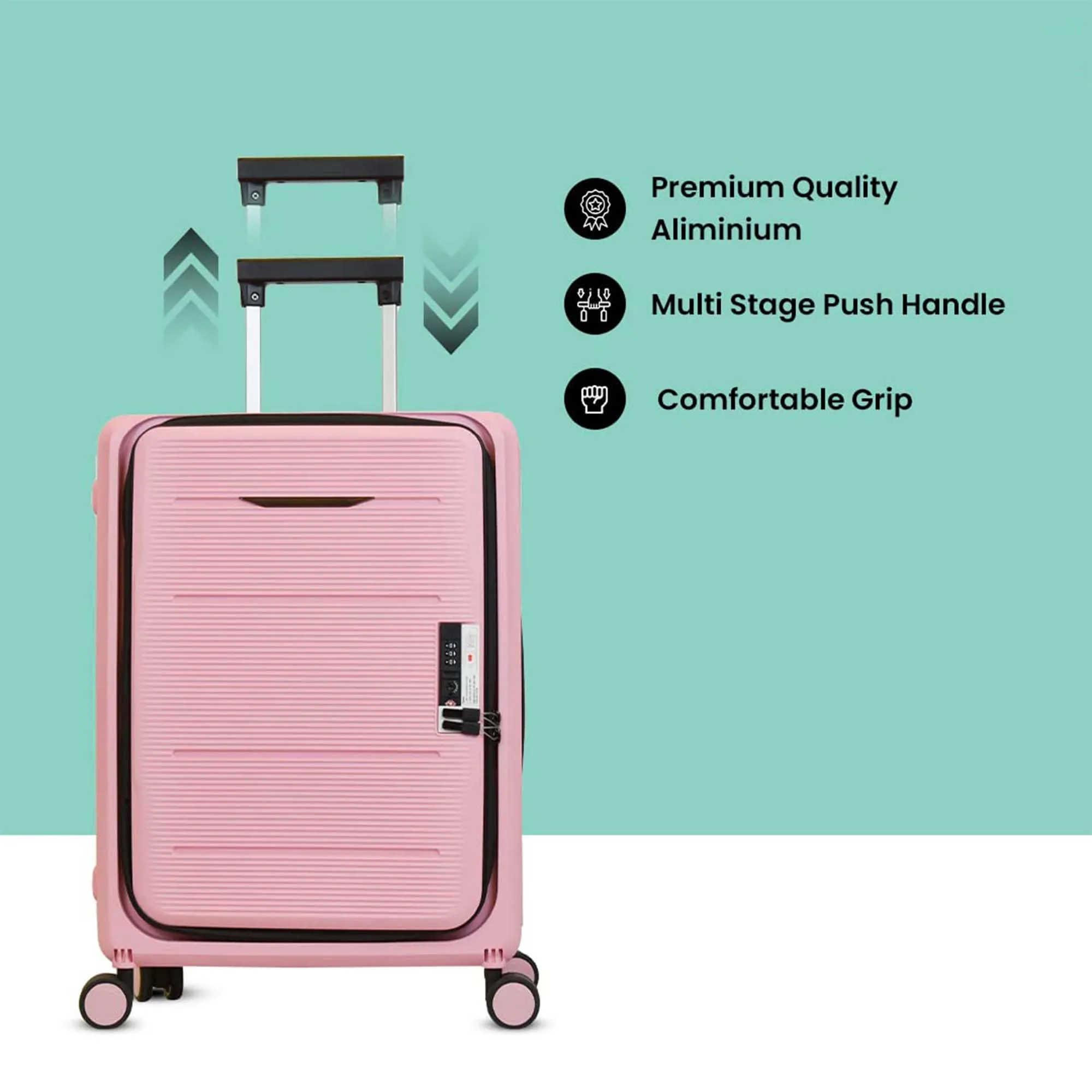 Kuber Industries 20inch Lightweight Collapsible Cabin Trolley Bags with 360 Degree Wheels | Expandable Carry-On Cabin Luggage Suitcase | Lock Foldable Bag for Travel | USHA20P-Rose Pink