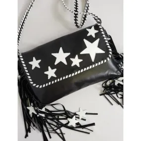 KurtMen Black and White Stared Clutch Crossbody Bag