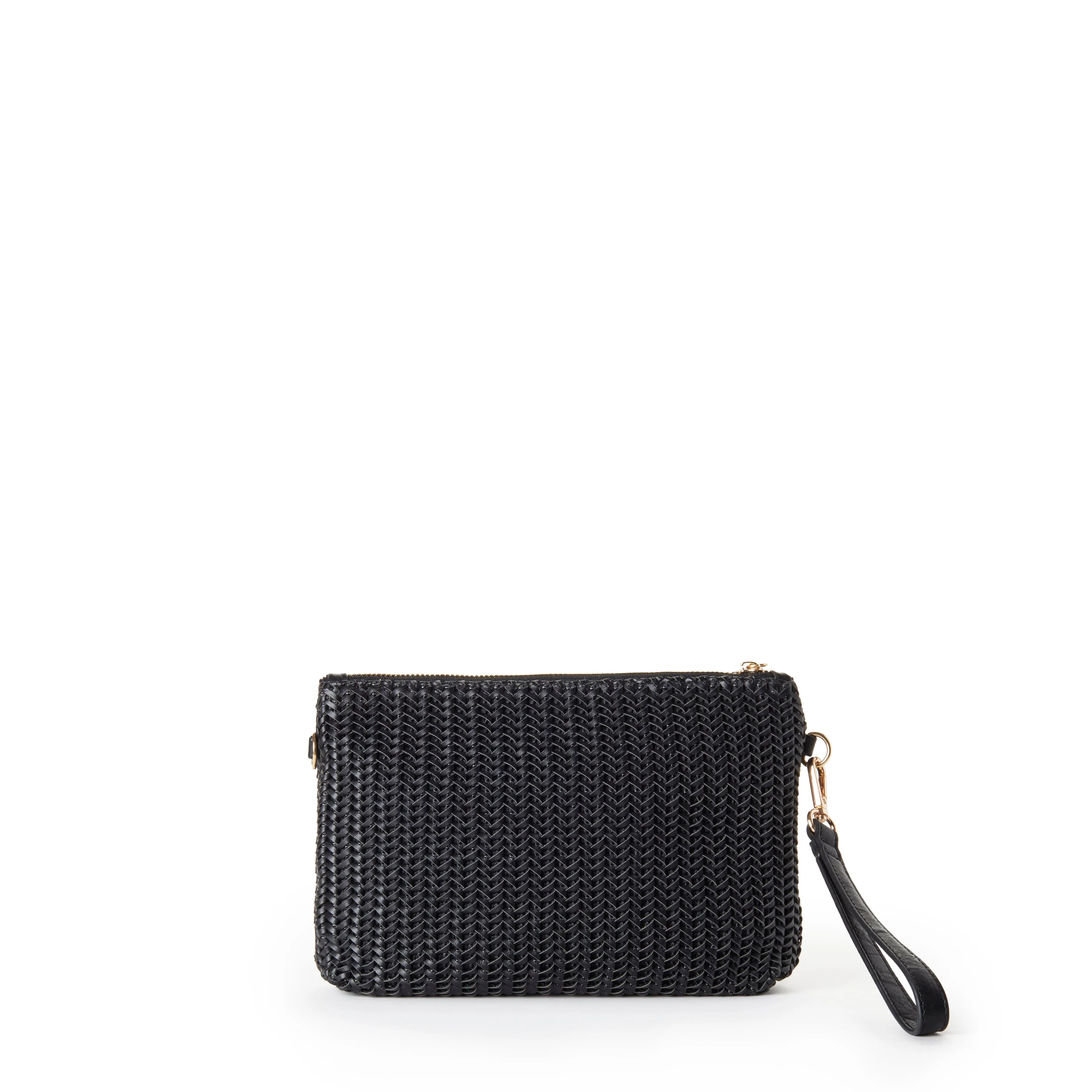 KYLIE Woven Vegan Crossbody Clutch in Black