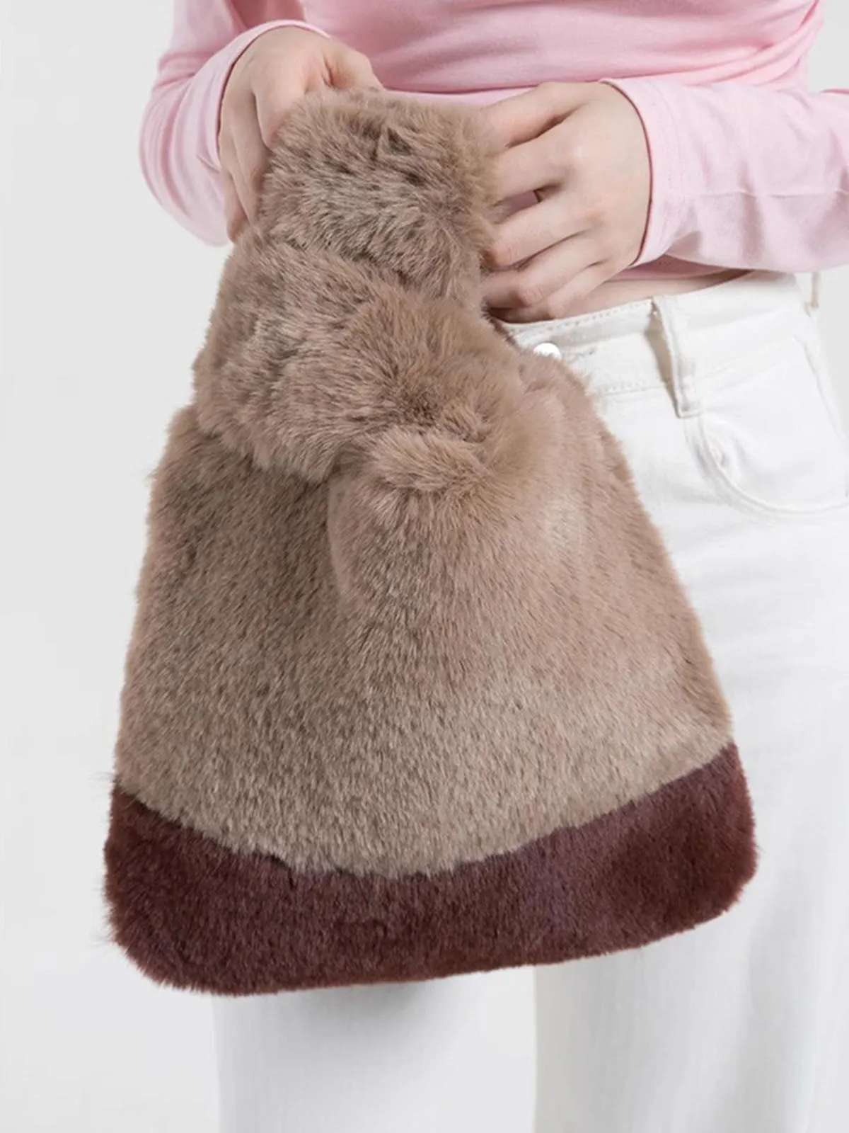 Large Capacity Cute and Stylish Plush Tote Handbags