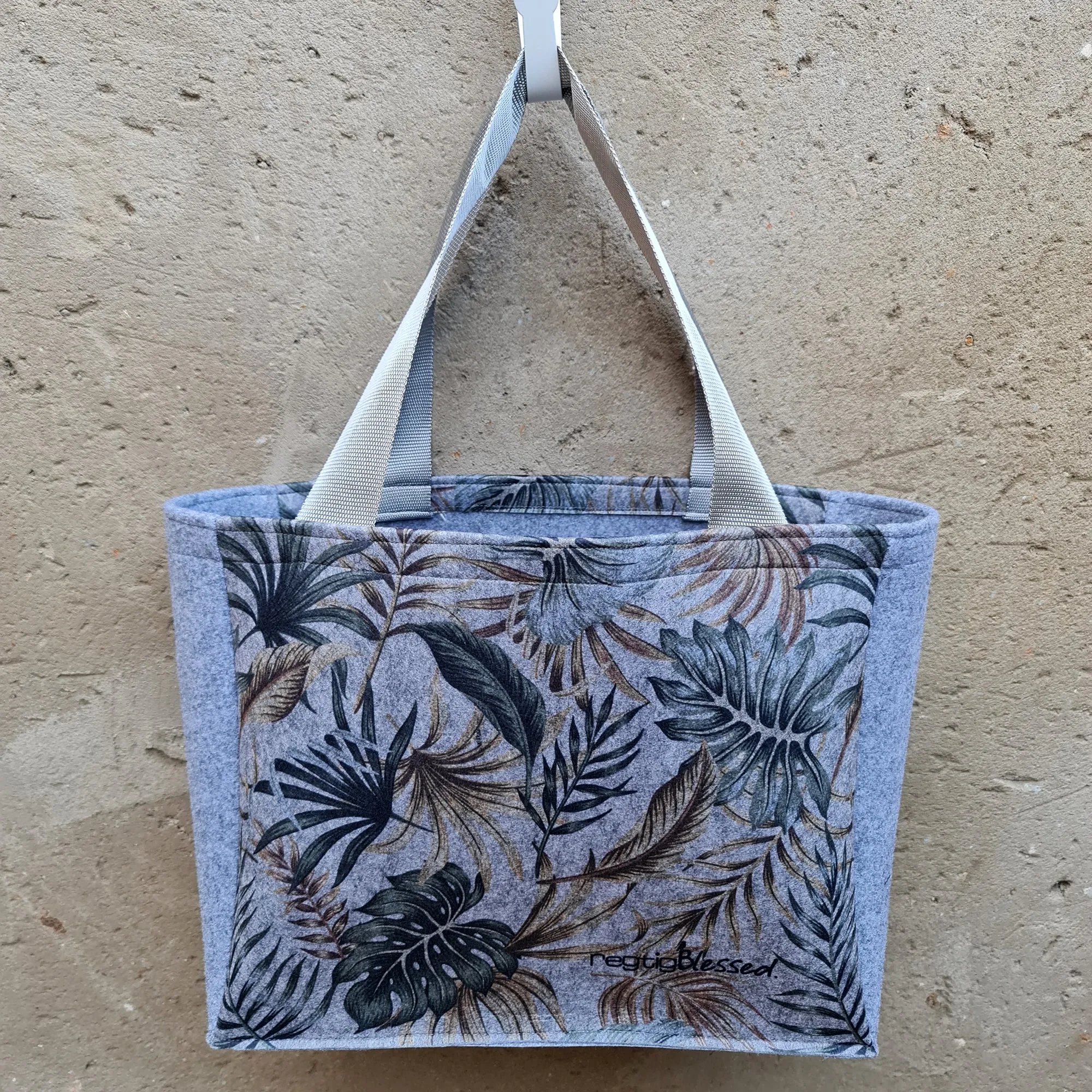 Leafy Palms - Recycled Felt Teacher Bag