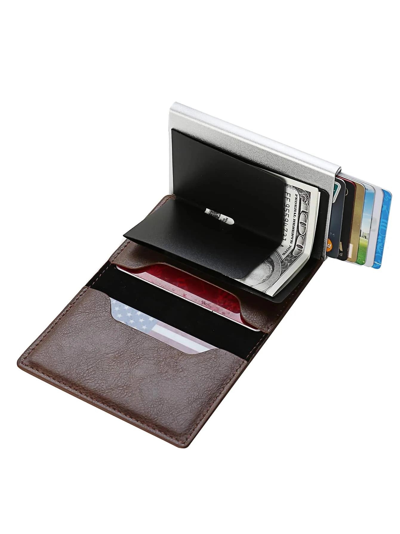 Leather & Metal RFID Blocking Card Holder Wallet, Credit Card Case, Father's Day Gift, Birthday Gift