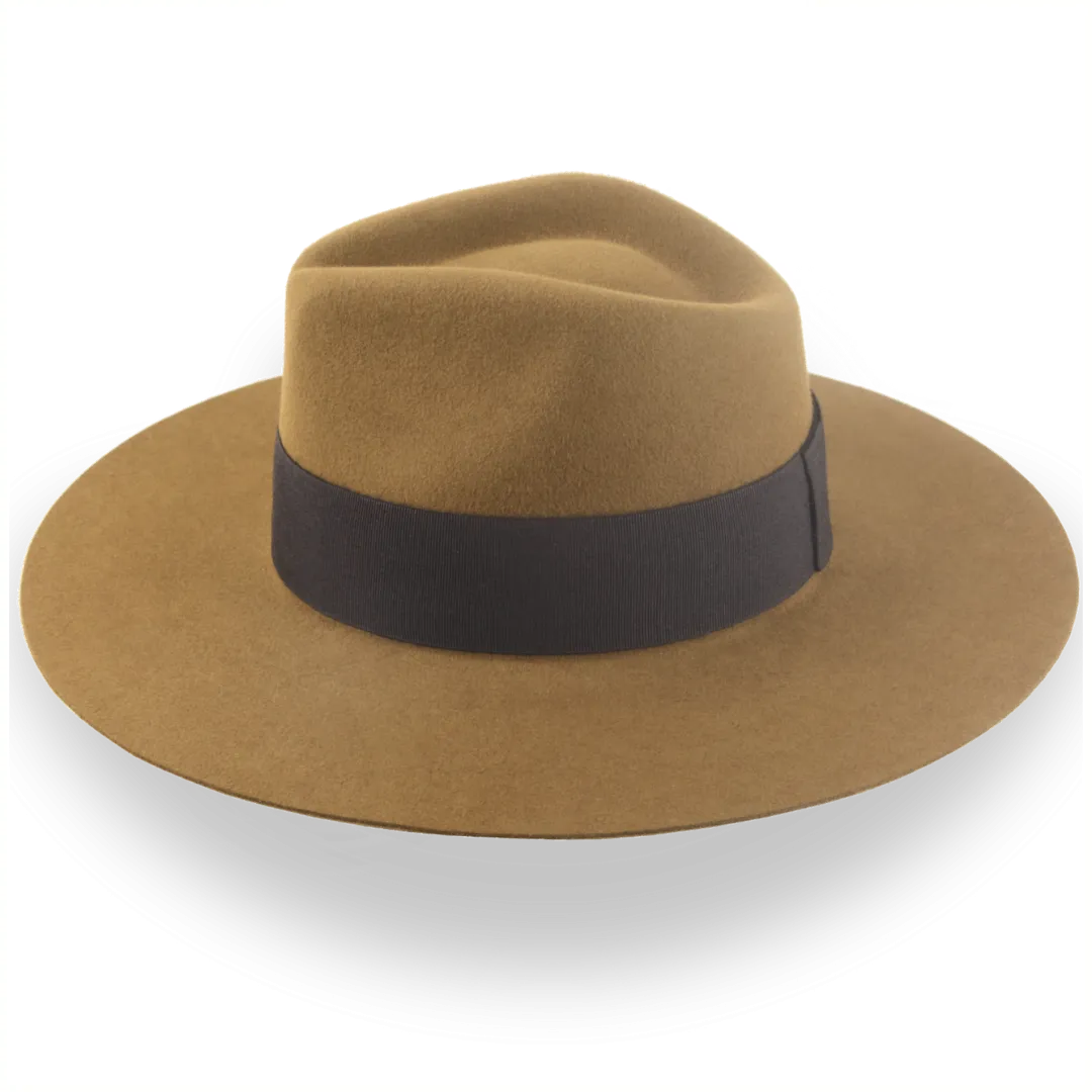 Light Brown Custom Design Wide Brim Rancher Fedora Hat | The Prairie