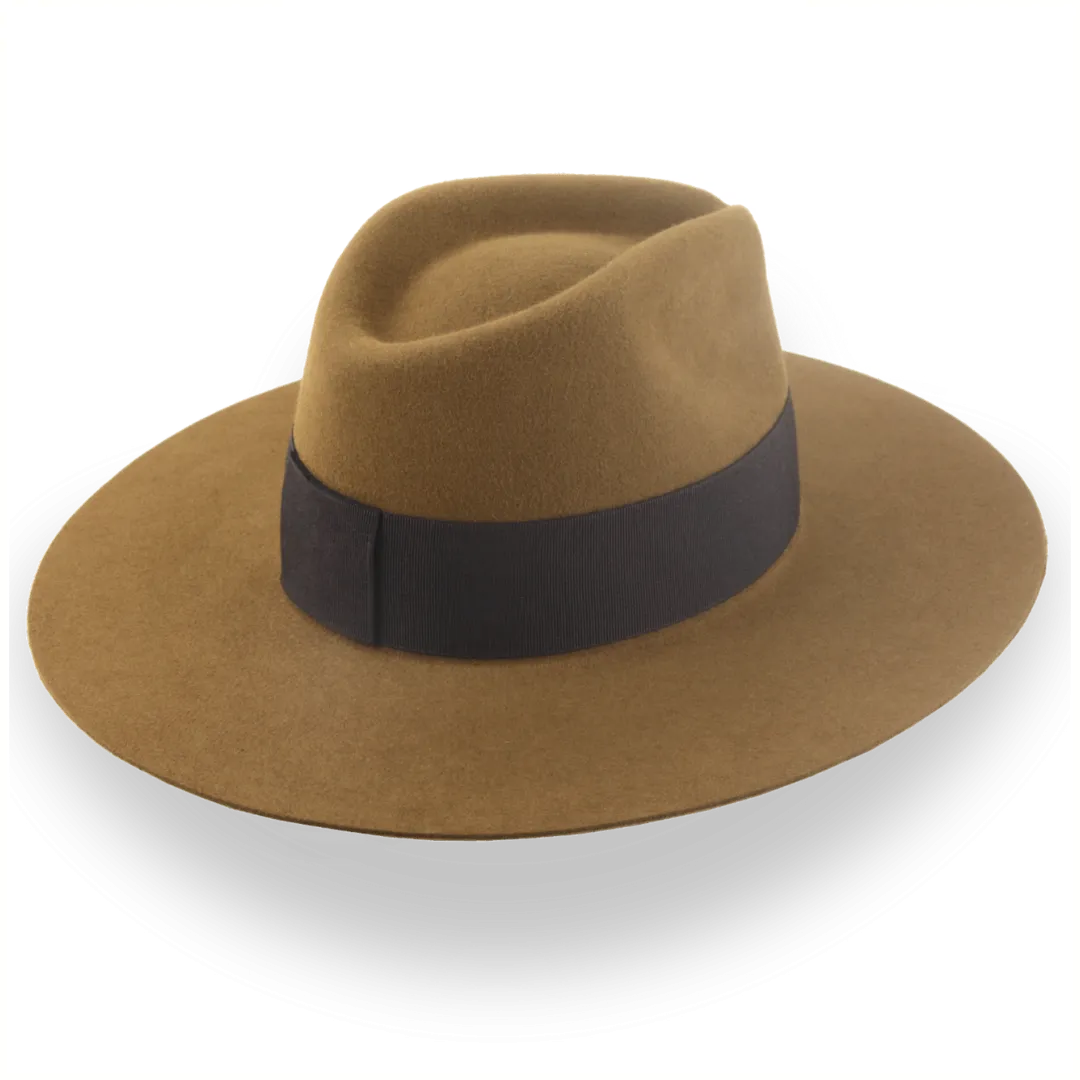 Light Brown Custom Design Wide Brim Rancher Fedora Hat | The Prairie