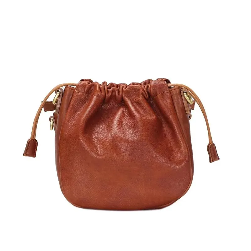 Literary Design Vegetable Tanned Leather Shell Bag Women's Crossbody Bag