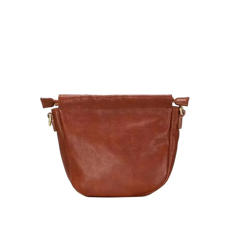 Literary Design Vegetable Tanned Leather Shell Bag Women's Crossbody Bag