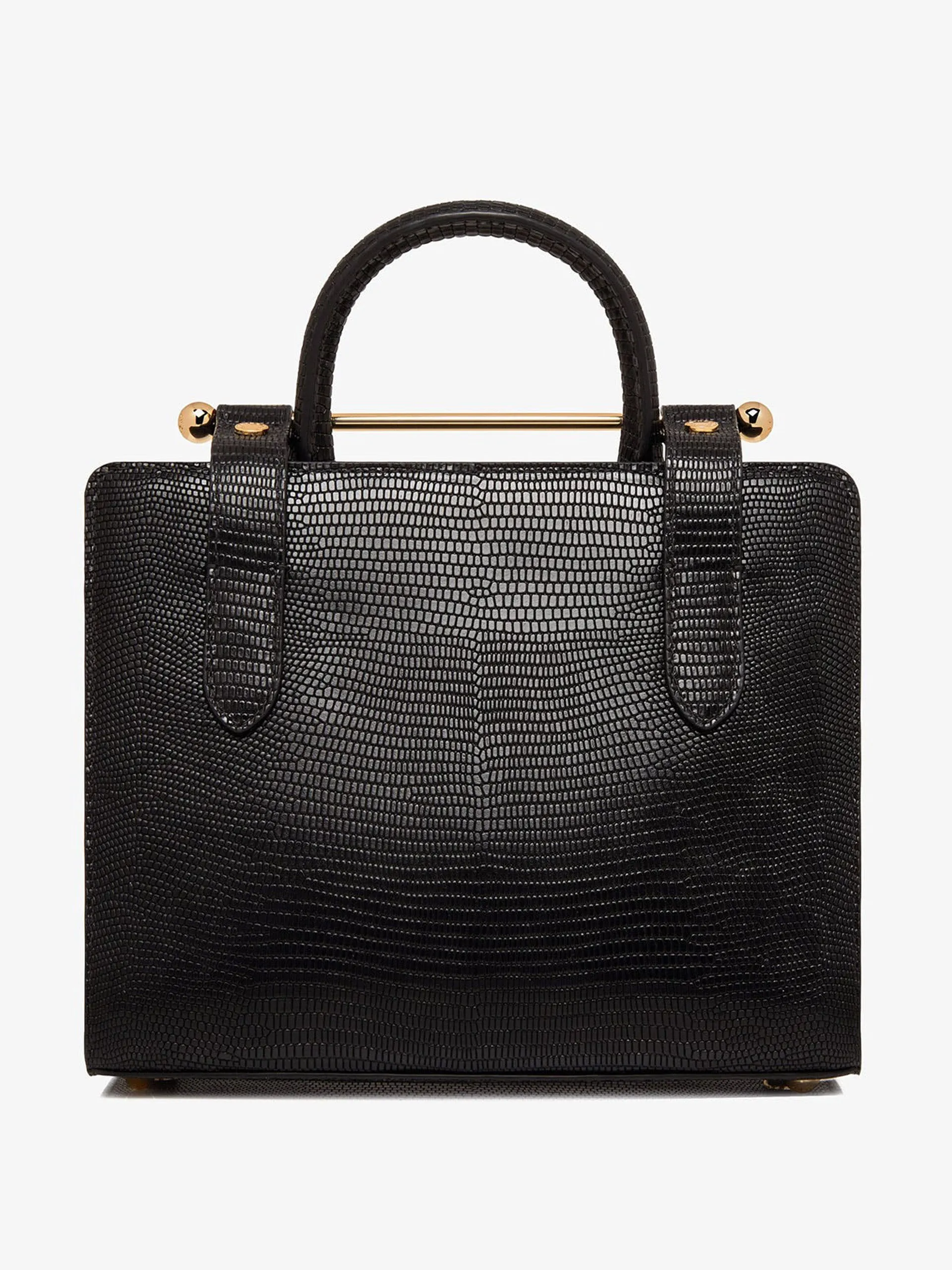 Lizard-embossed leather black The Strathberry mini tote