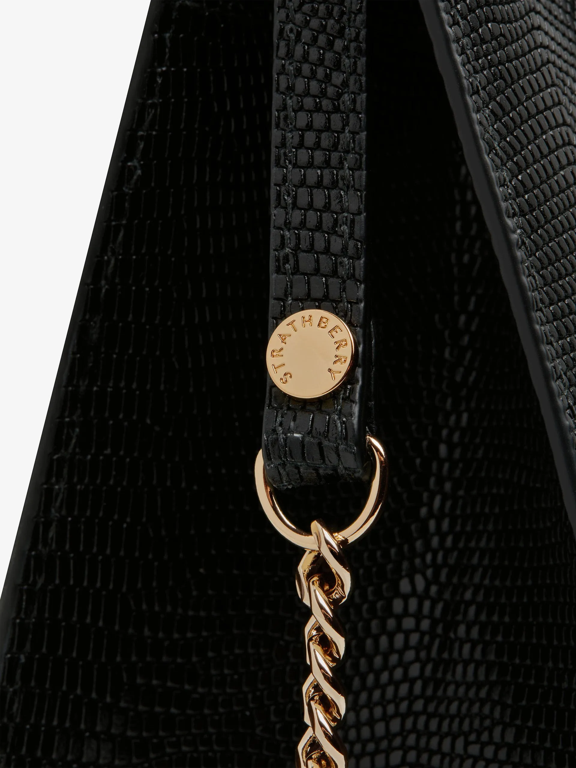 Lizard-embossed leather black The Strathberry mini tote