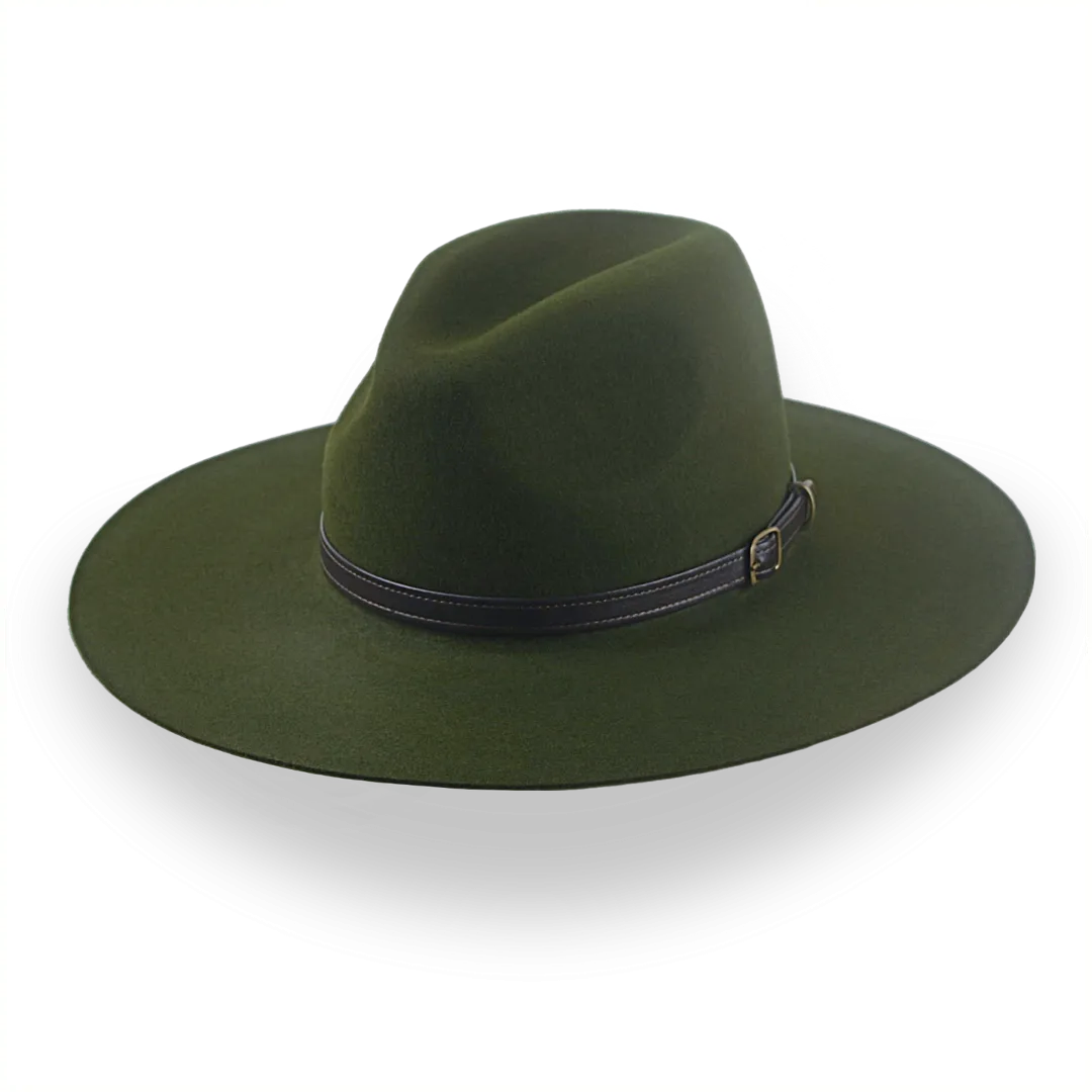 Loden Green Wide Brim Outback Hat in Durable Fur Felt | The Punter