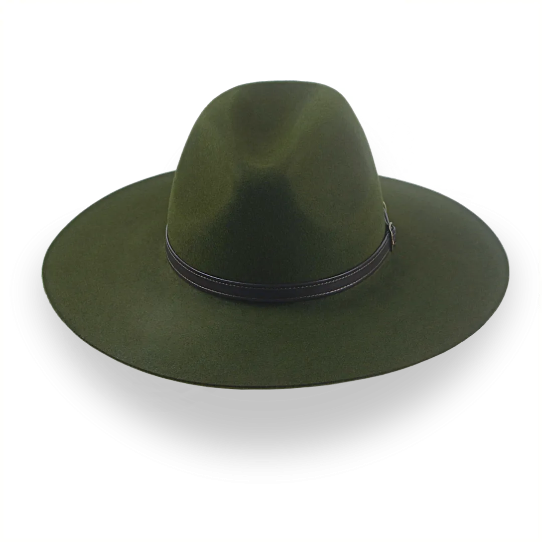 Loden Green Wide Brim Outback Hat in Durable Fur Felt | The Punter