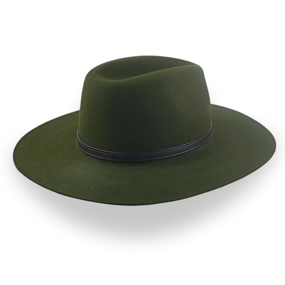 Loden Green Wide Brim Outback Hat in Durable Fur Felt | The Punter