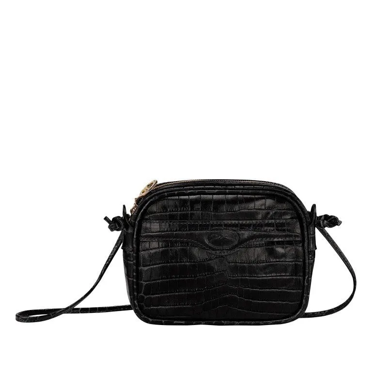 Longchamp - 1980 Croco Cross Body Bag in Black