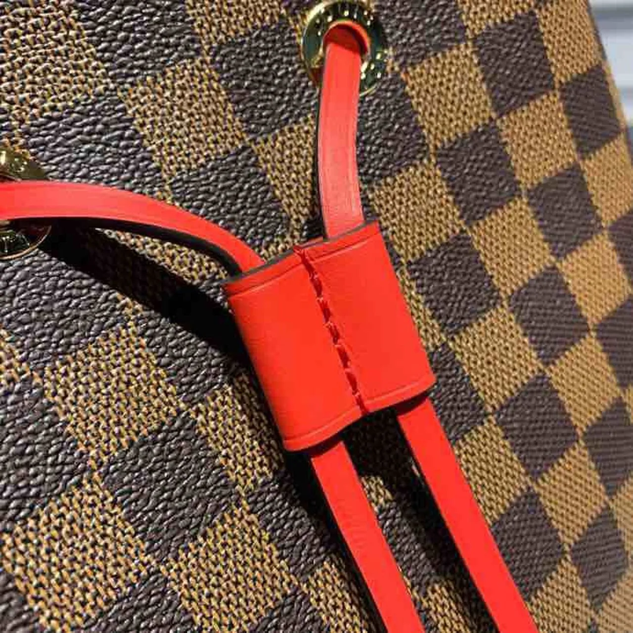 LV Neo Noe BB Bucket Bag 26cm Damier Ebene Canvas Spring/Summer Collection N40214, Cherry Berry