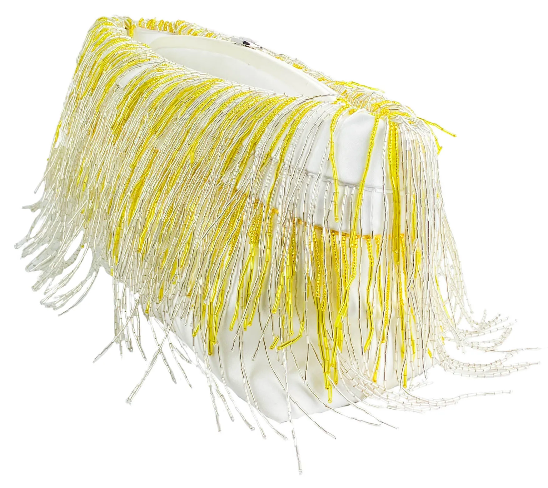 Mark Cross Frame XL Clutch with Beaded Fringe