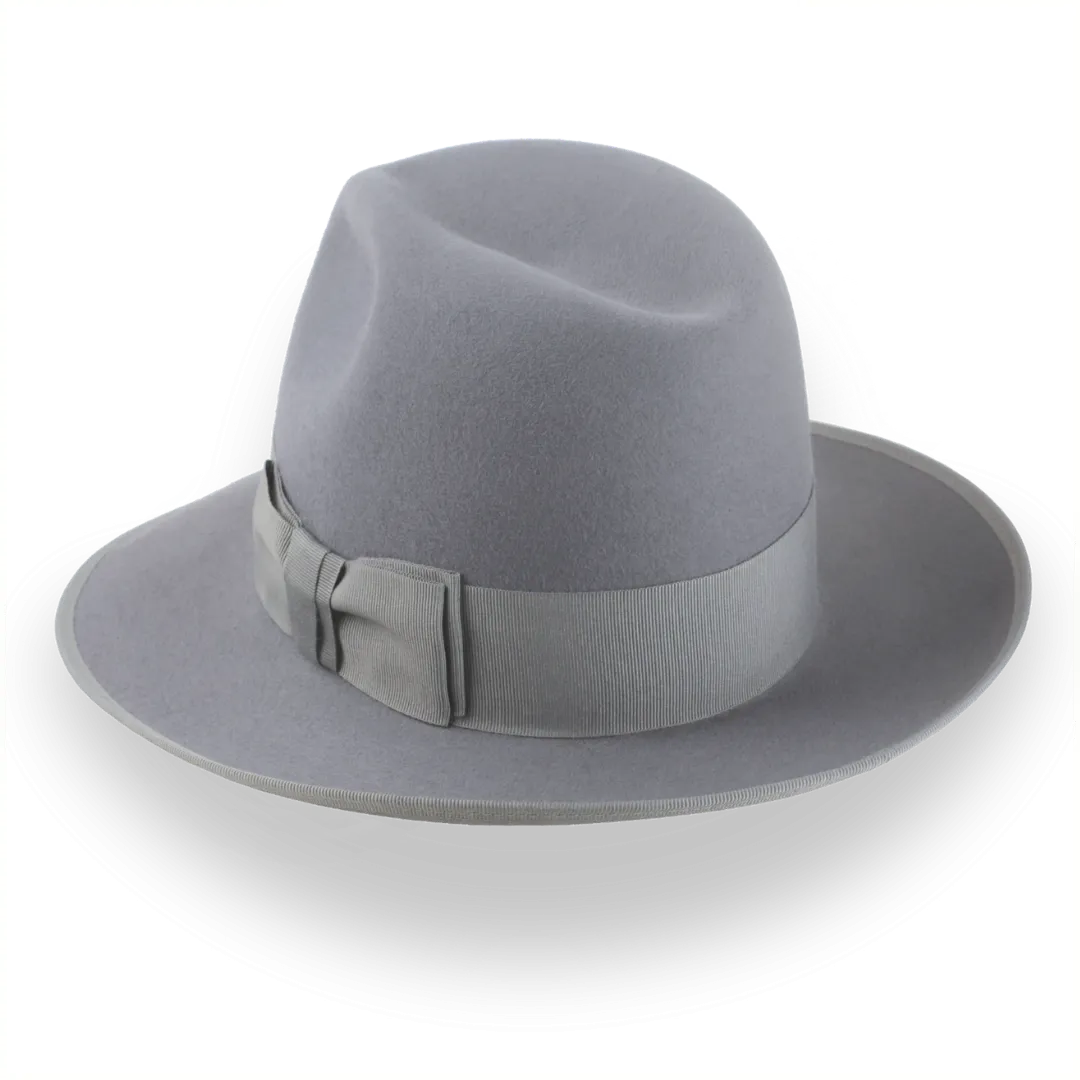 Medium Grey Tall Crown Fedora Hat in Luxurious Rabbit Fur | The Duke