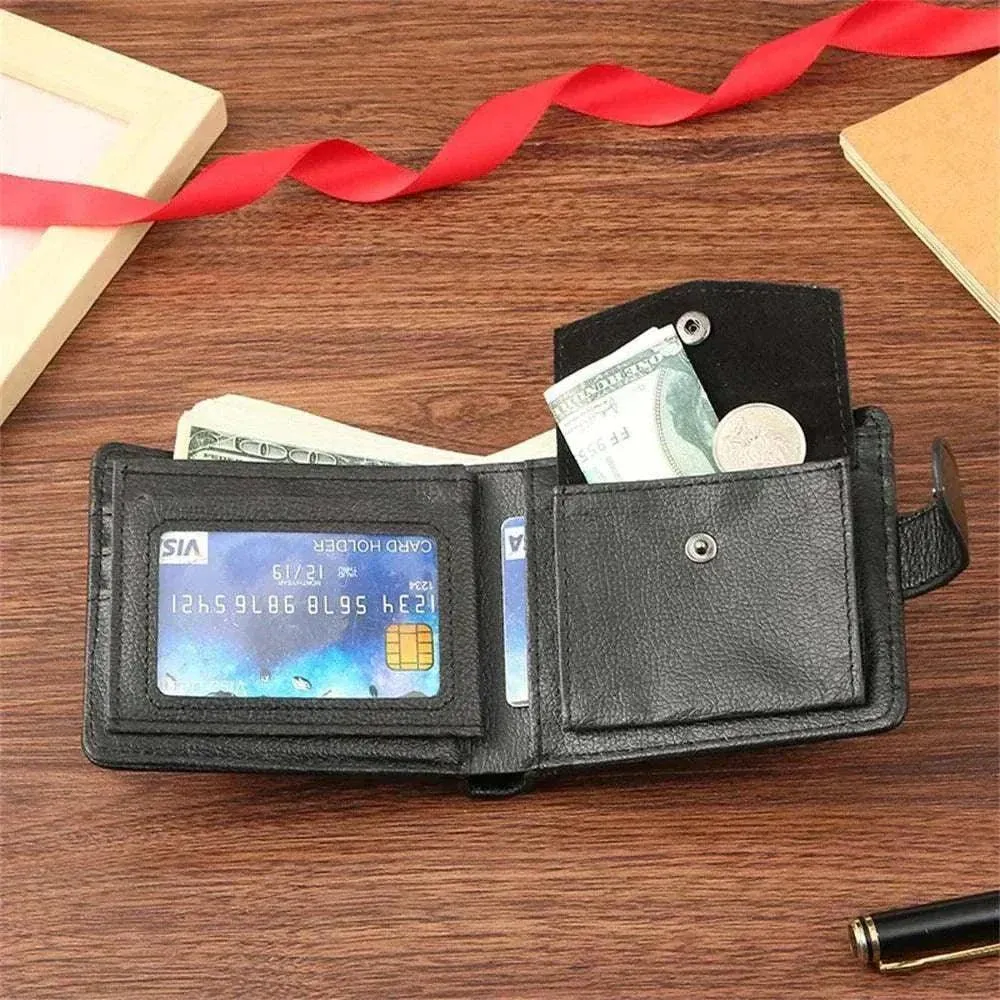 Men Short Bifold PU Leather Male Wallet - Compact Design - MCW011