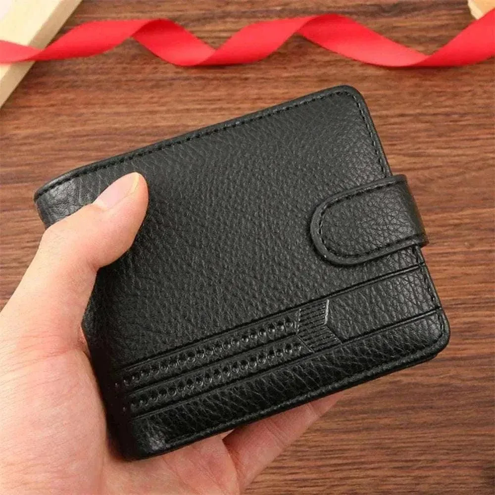 Men Short Bifold PU Leather Male Wallet - Compact Design - MCW011