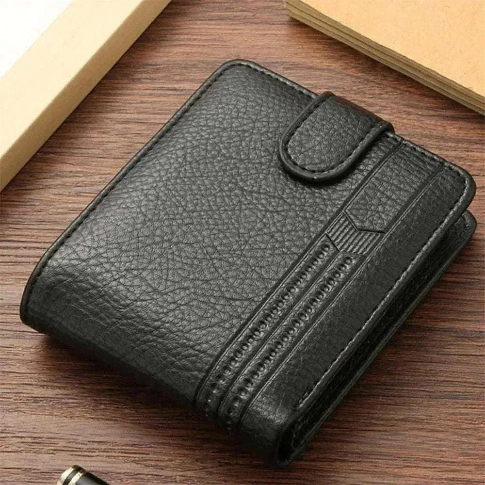 Men Short Bifold PU Leather Male Wallet - Compact Design - MCW011