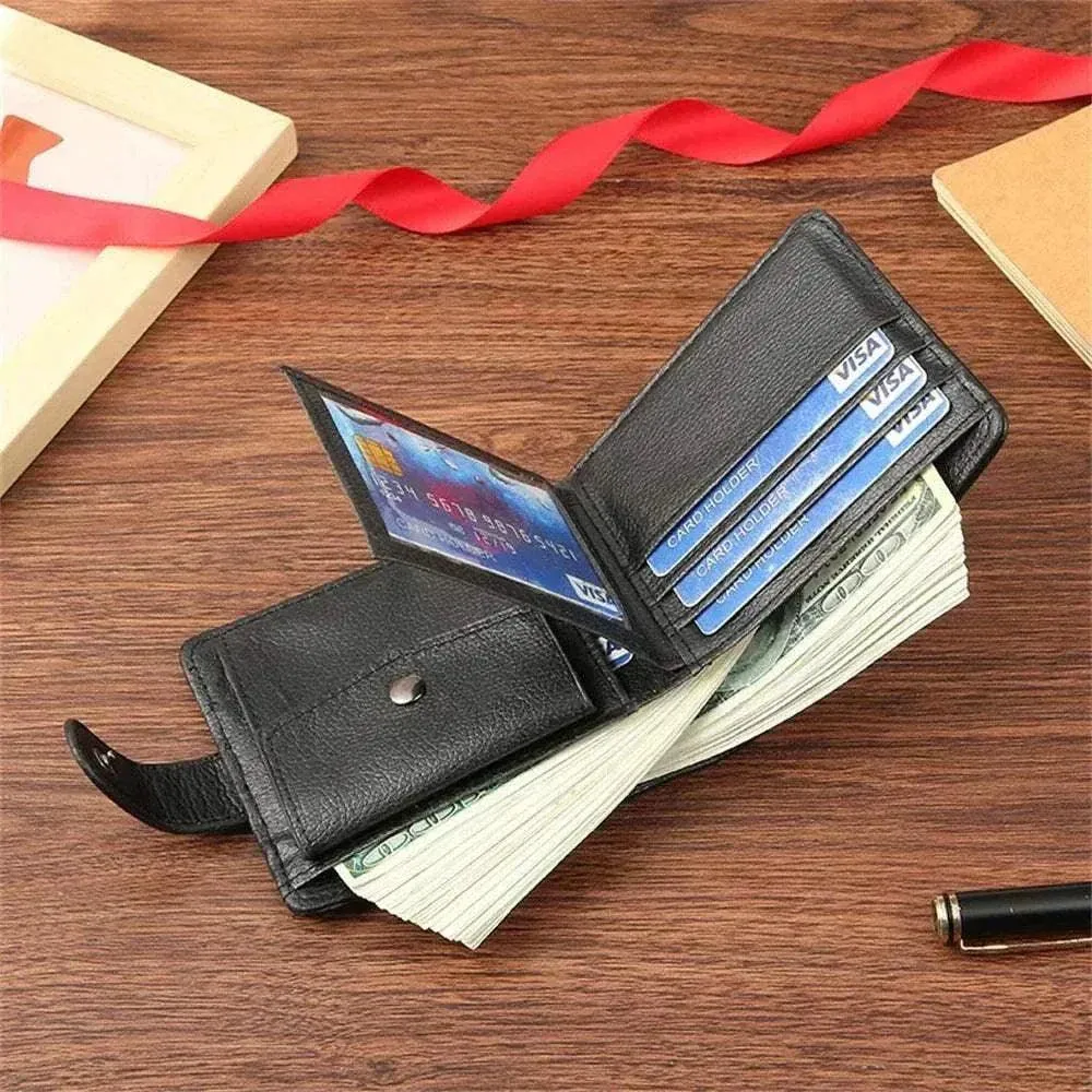 Men Short Bifold PU Leather Male Wallet - Compact Design - MCW011