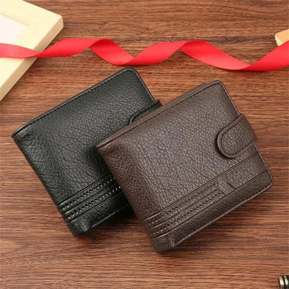 Men Short Bifold PU Leather Male Wallet - Compact Design - MCW011