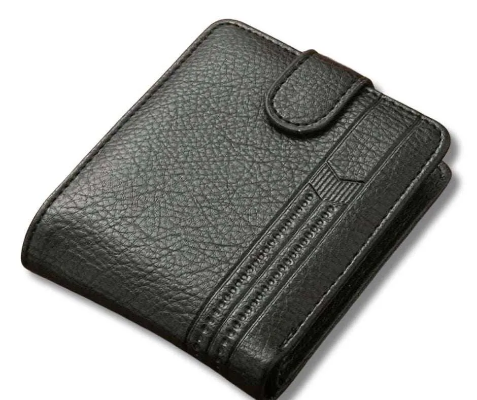 Men Short Bifold PU Leather Male Wallet - Compact Design - MCW011