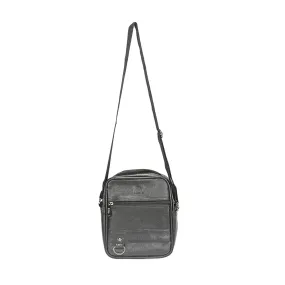 Men's Black Leather Crossbody Sling Bag