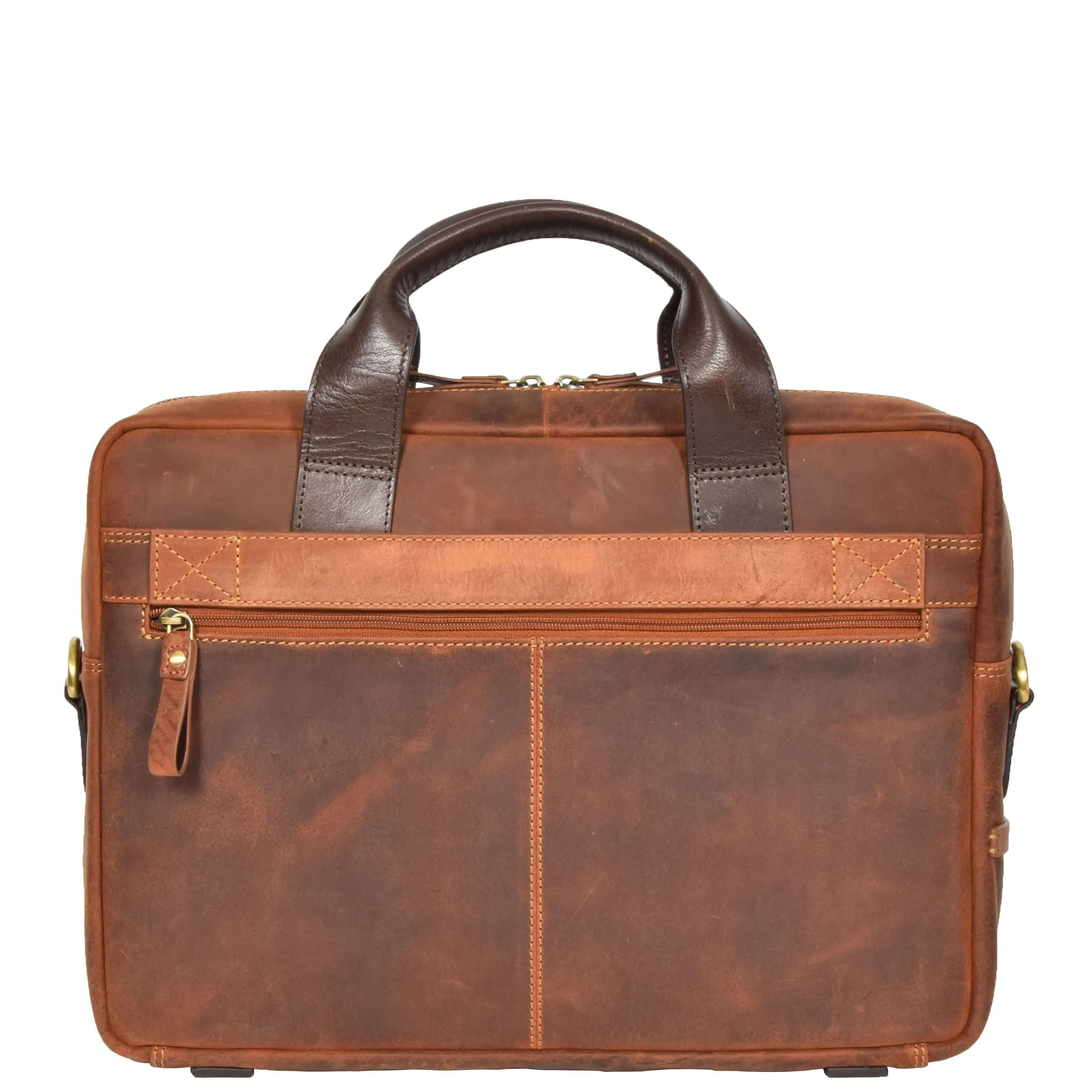 Mens Cross Body Leather Laptop Bag Malibu Tan