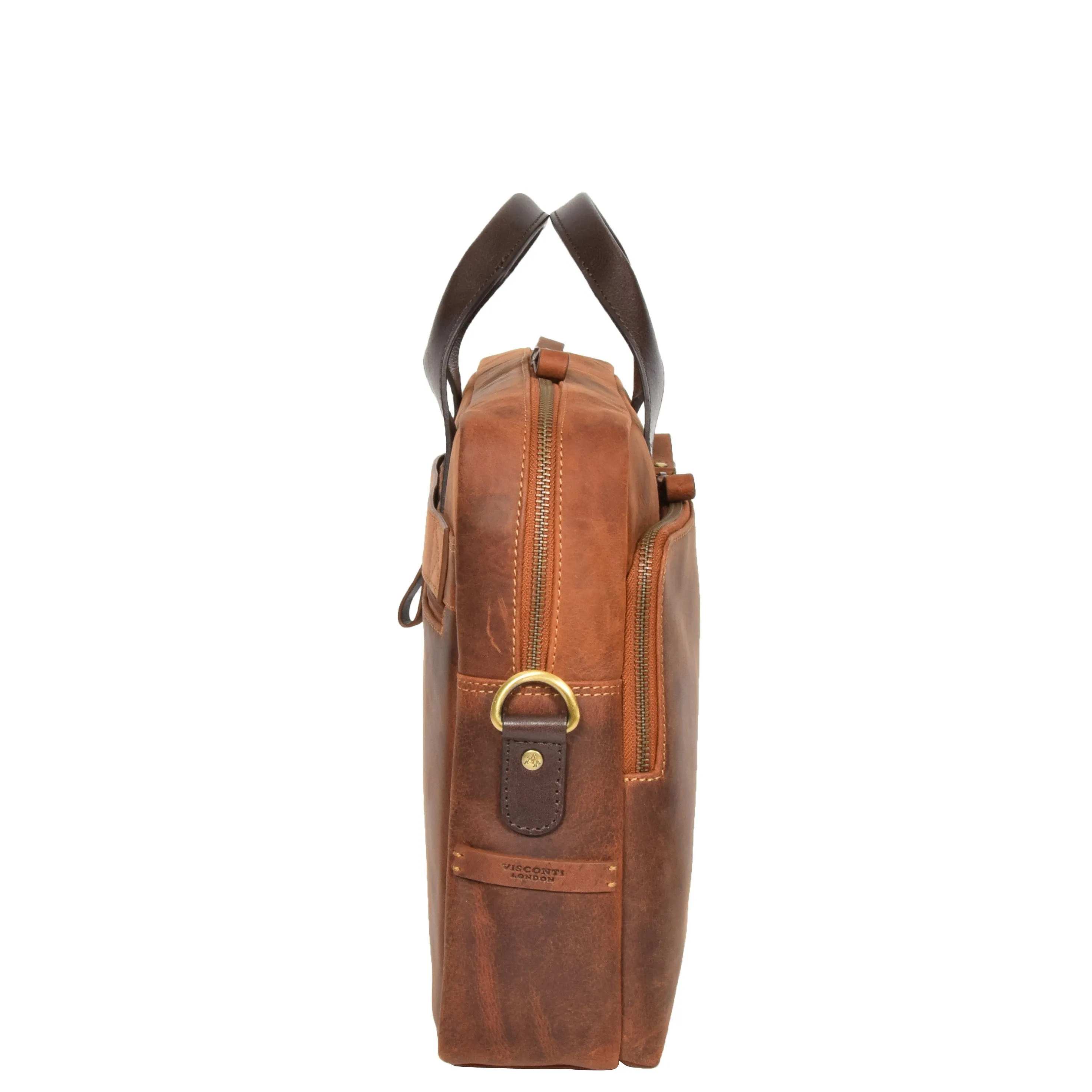 Mens Cross Body Leather Laptop Bag Malibu Tan