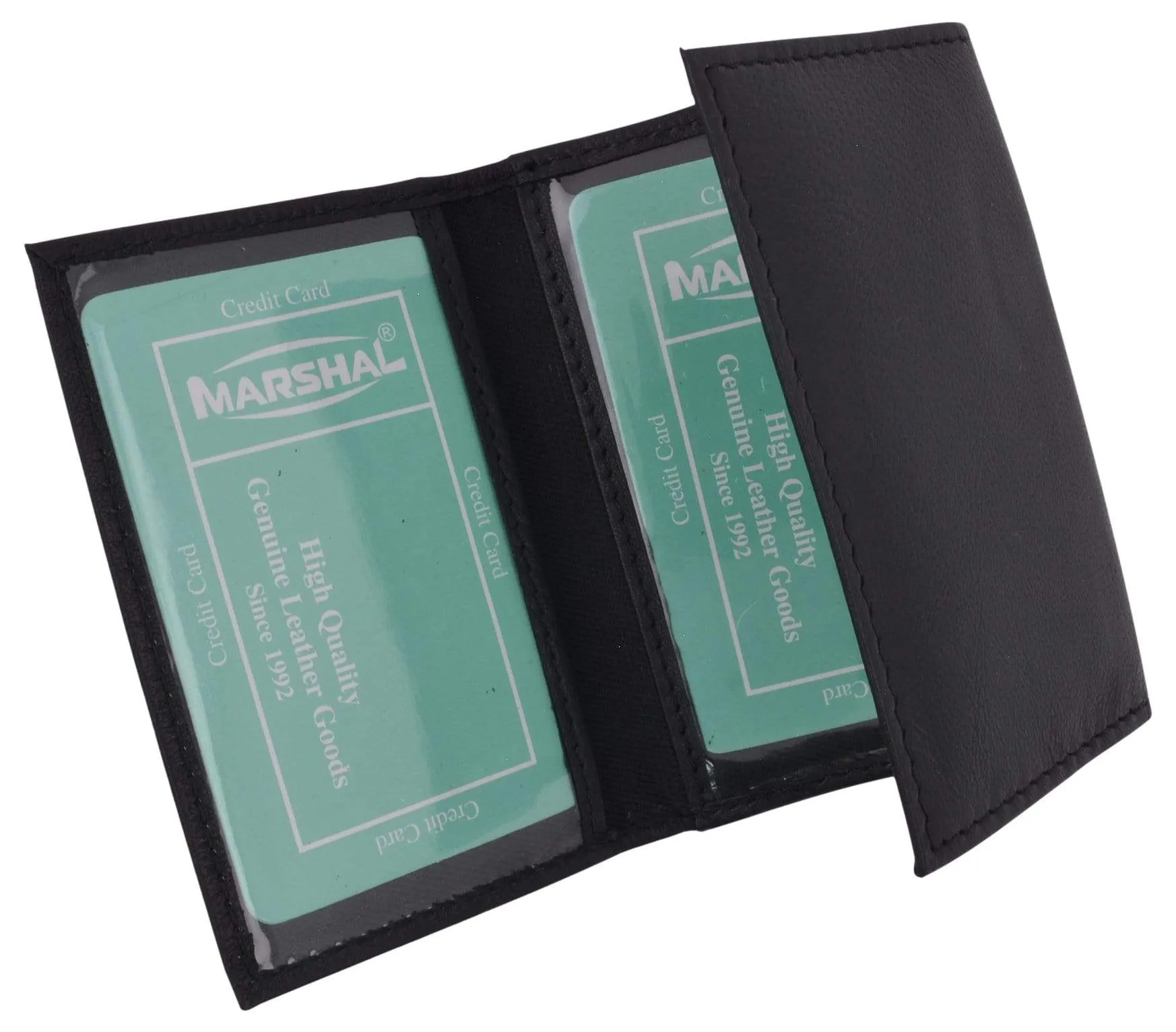 Men's Genuine Soft Leather Multiple ID Windows Slim Trifold Holder