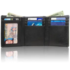 Mens RFID Wallet - Extra Capacity Trifold 8 slot with ID Window