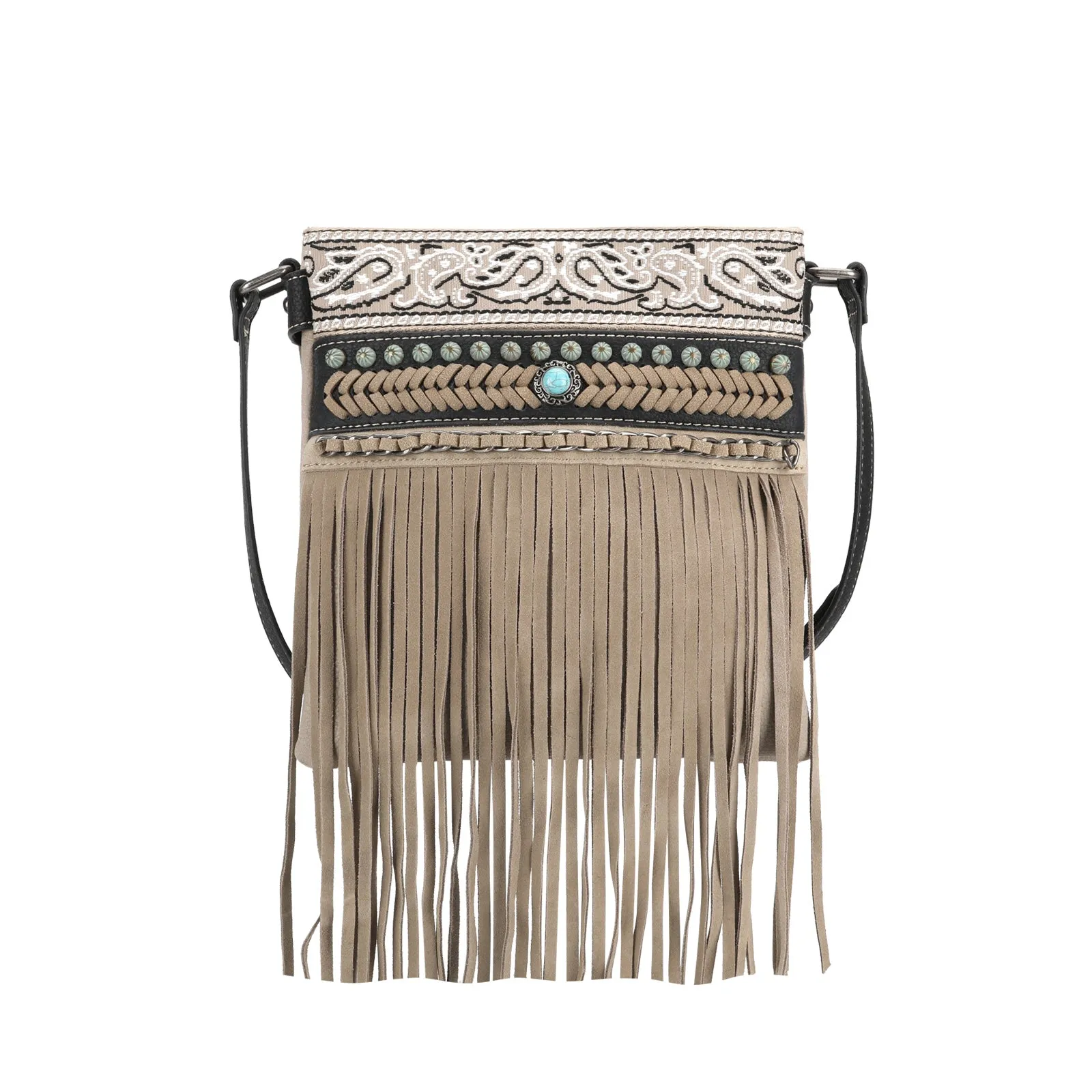 Montana West Embroidered Fringe Concealed Carry Crossbody Bag