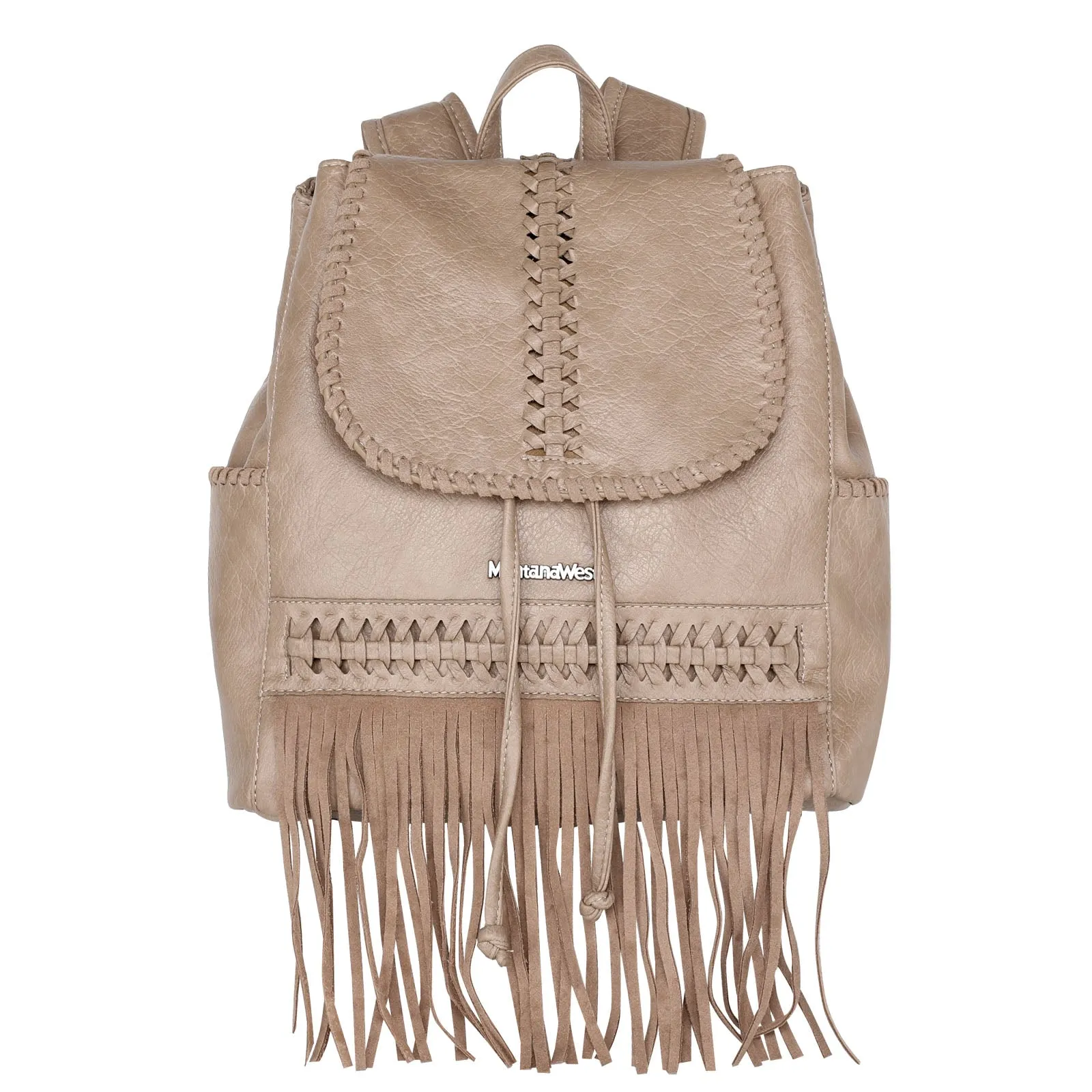 Montana West Leather Fringe Drawstring Backpack