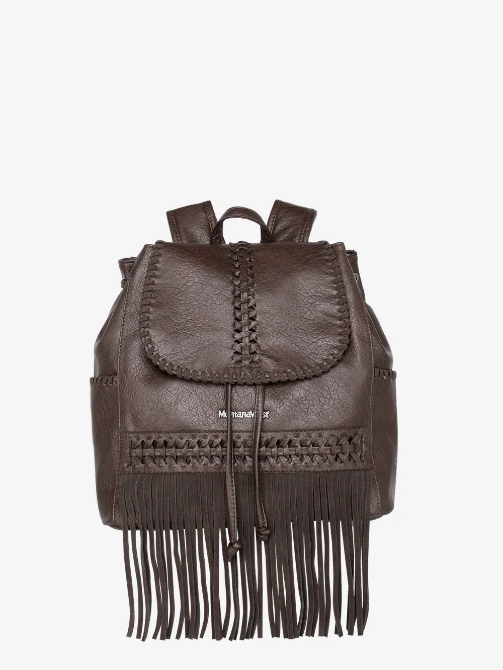 Montana West Leather Fringe Drawstring Backpack