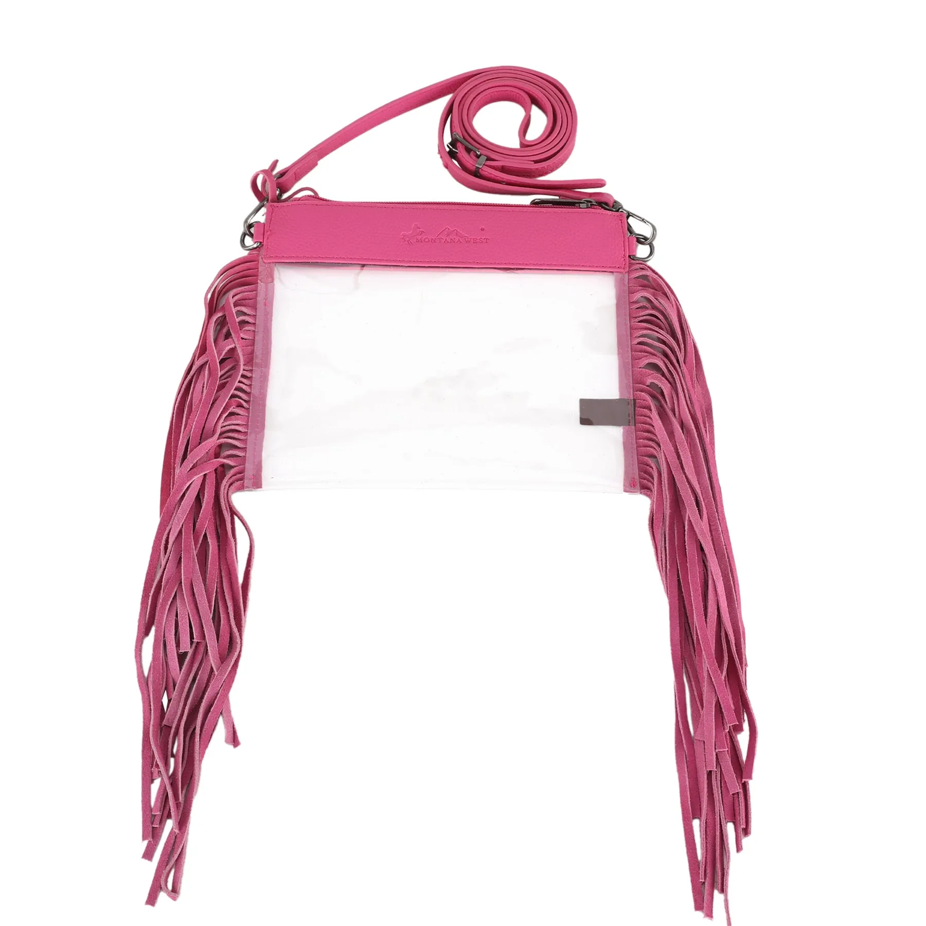 MW1257-A191  Montana West Western Fringe Stadium Clear Crossbody Bag