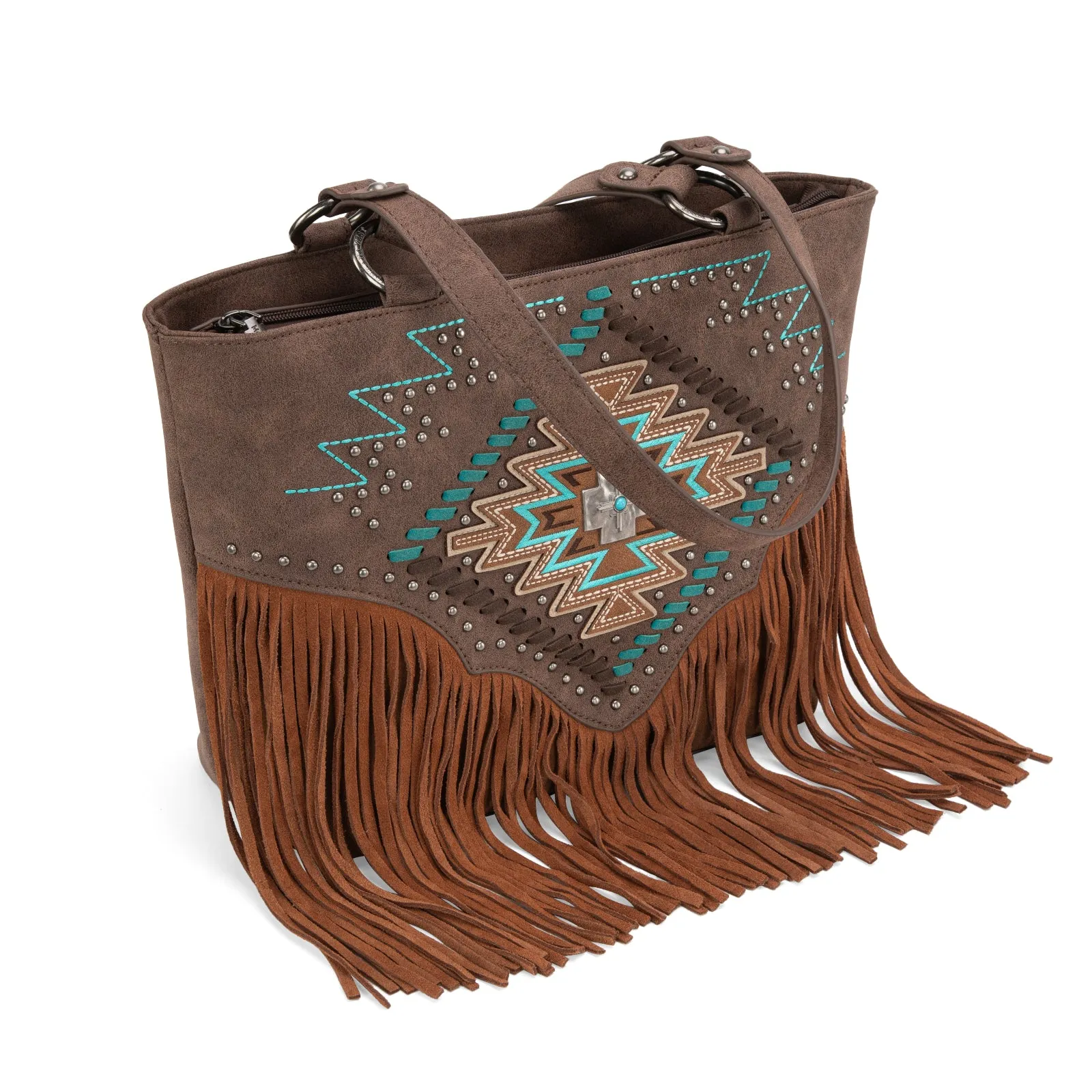 MW1315G-8317  Montana West Embroidered Collection Tote - Coffee