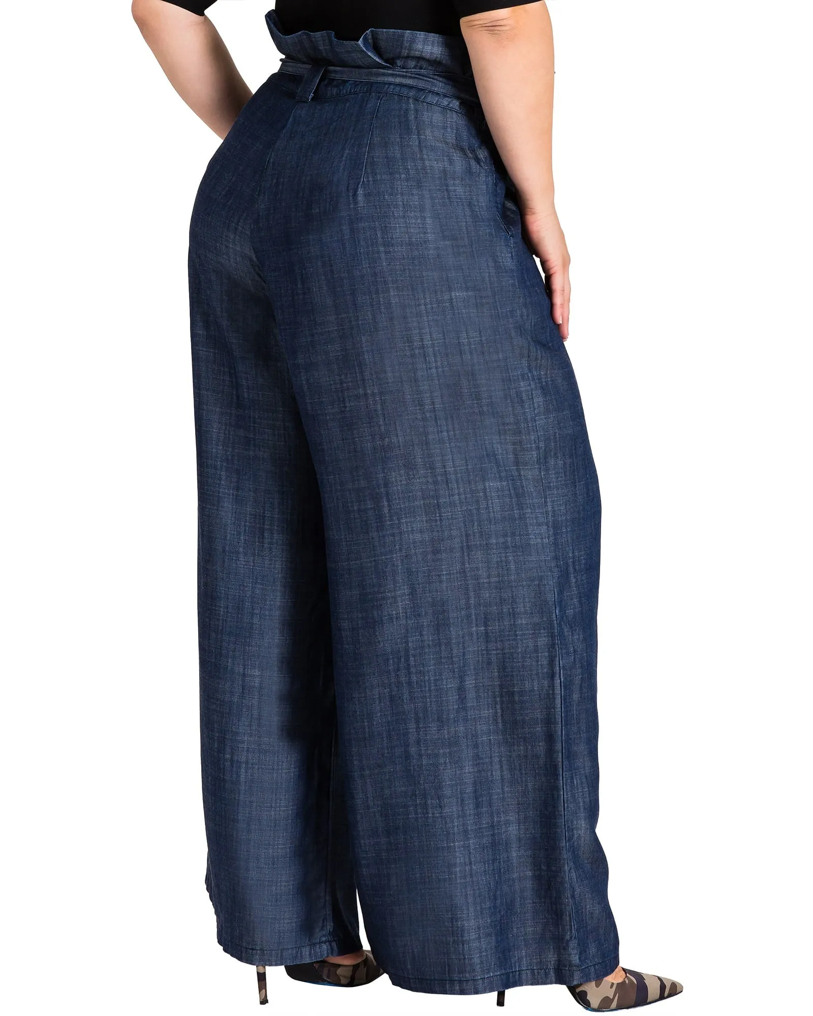 Natalia Denim Wide Leg Palazzo Pant | Blue Rinse