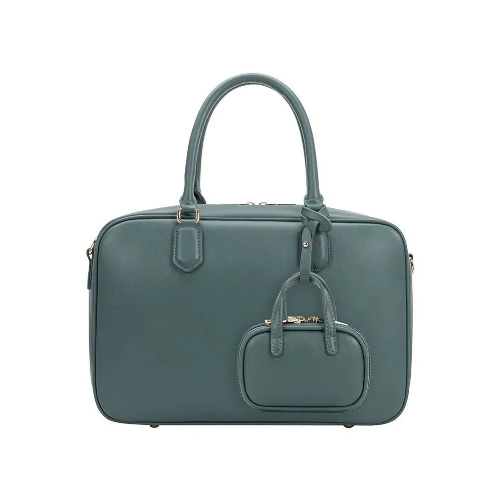 Natasha Teal Large Recycled Vegan Top Handle Bag  - FINAL SALE