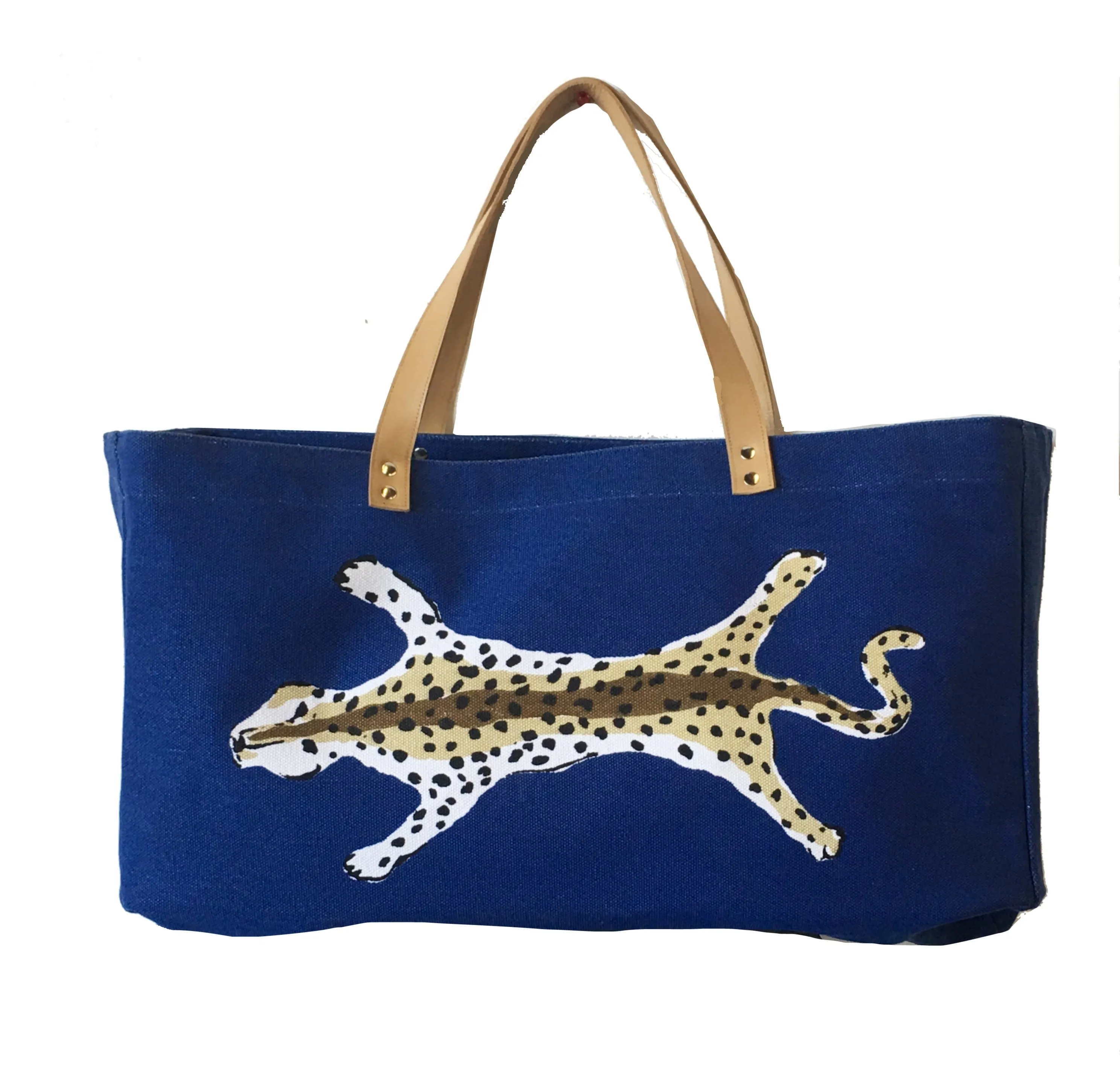 Navy Leopard Shoulder Tote