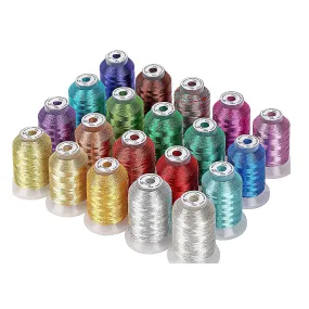 New Brothread 20 Assorted Colors Metallic Embroidery Machine Thread Kit 500M (550Y)