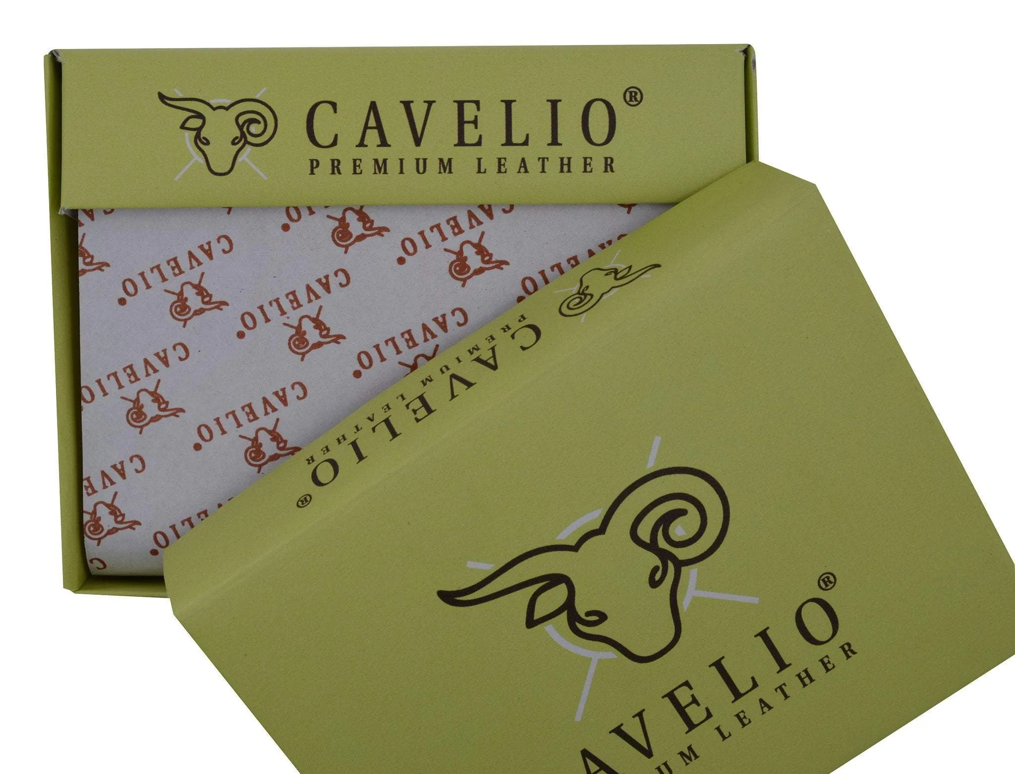 New Cavelio Hunter Premium Leather 2 Center Flaps 2 ID Windows Card Holder Bifold Wallet HU1852 (C)