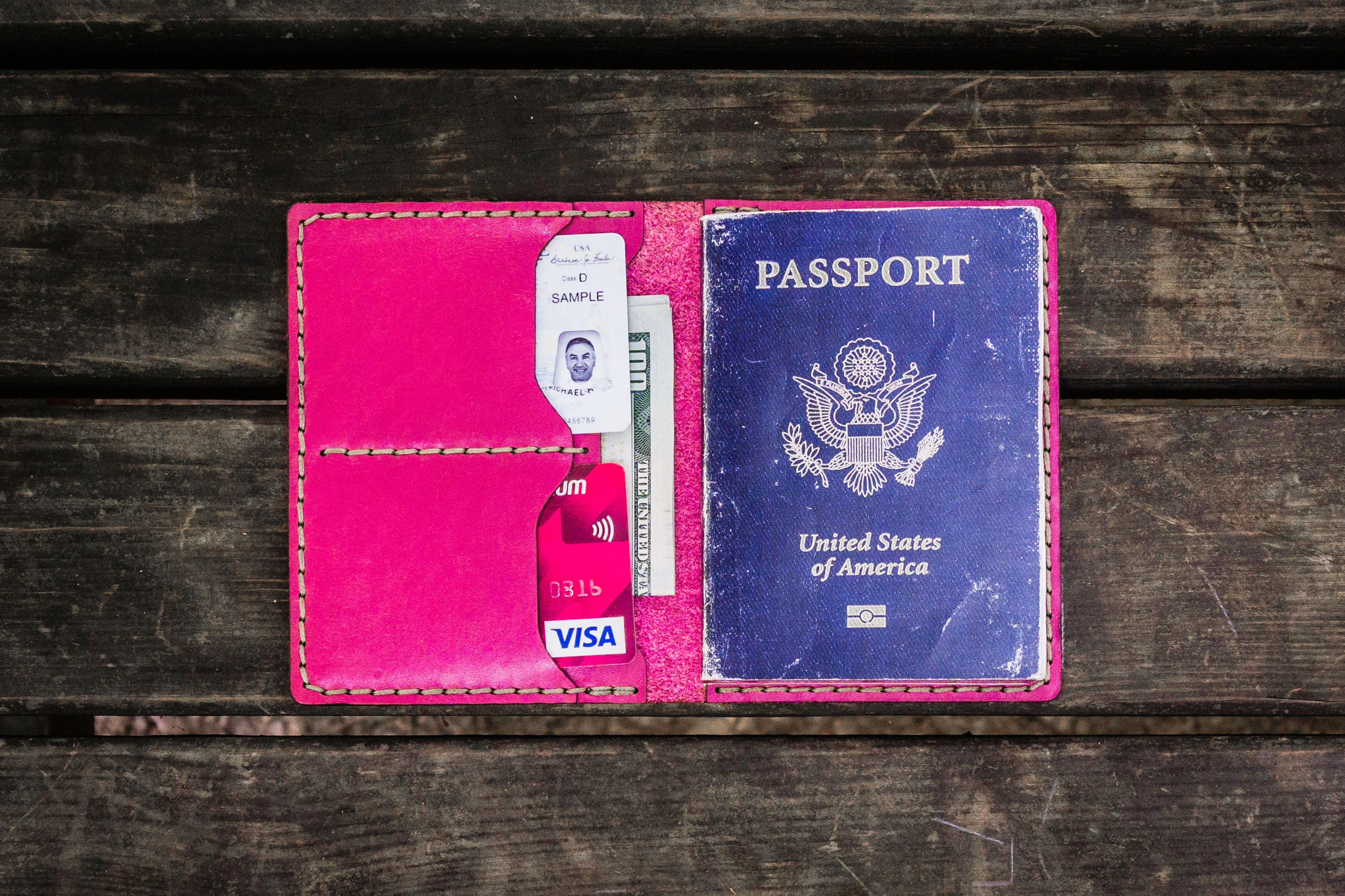 No.06 Leather Passport Holder - Pink