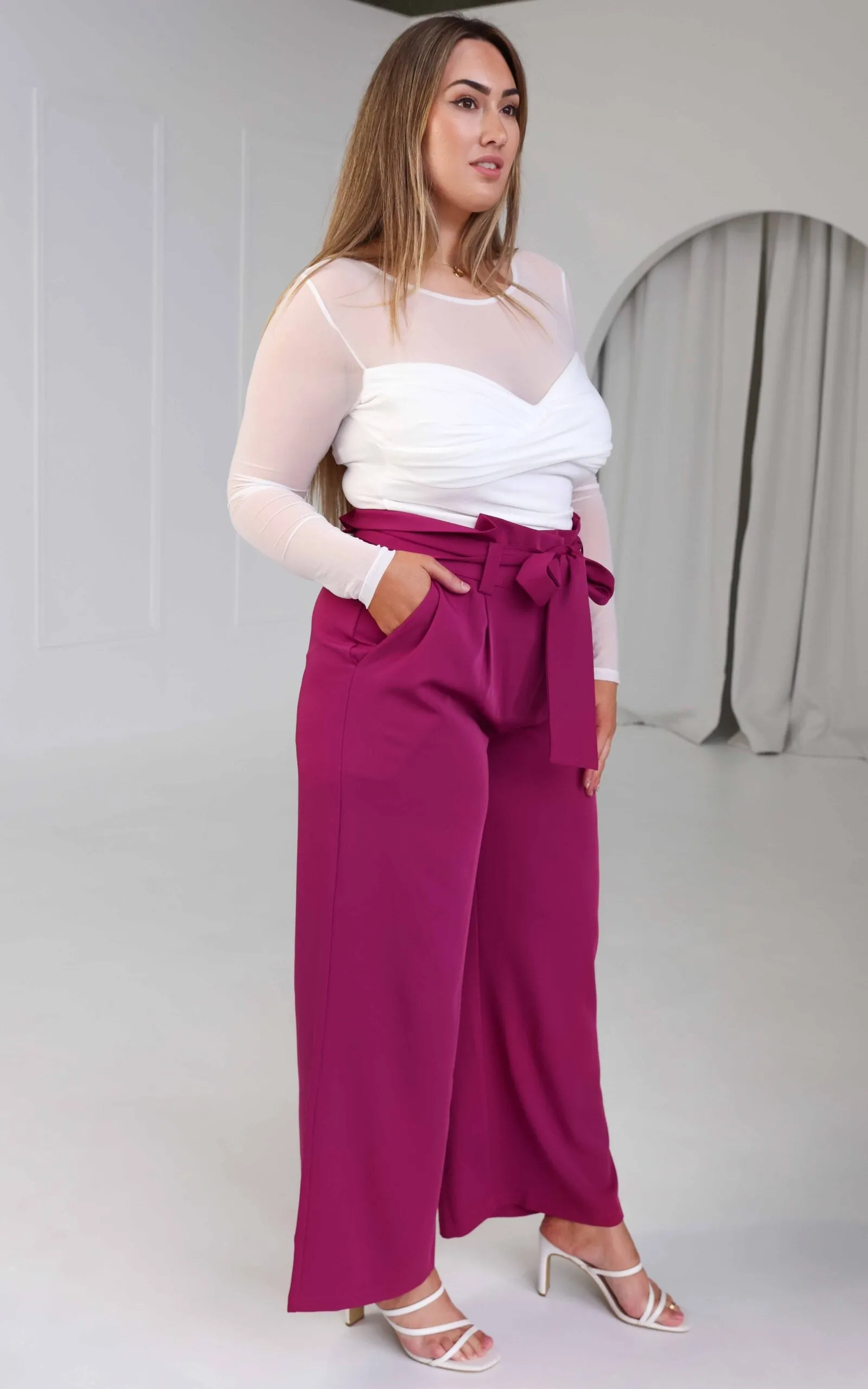 Nookie Wide Leg Pants - Plum