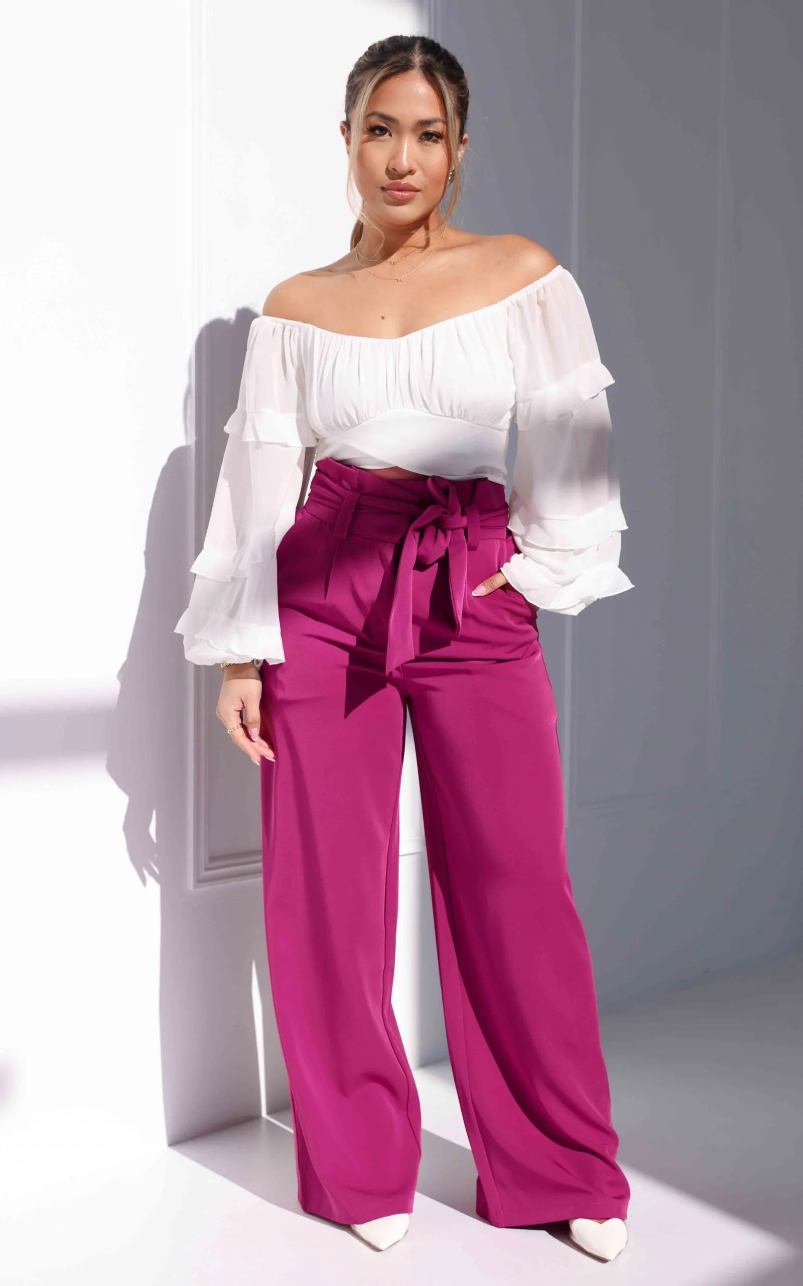 Nookie Wide Leg Pants - Plum